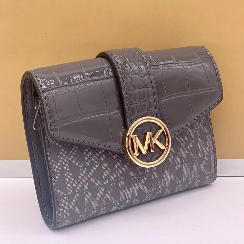 MICHAEL KORS CARMEN MEDIUM WALLET HEATHER GREY MULTI